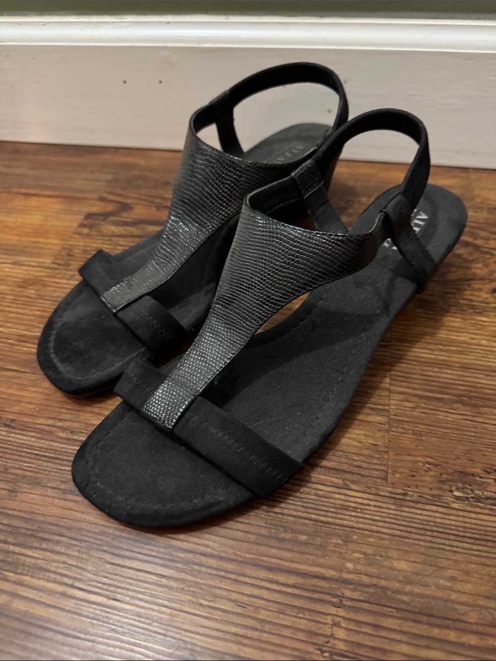 Alfani Black T-Strap Slingback Sandals